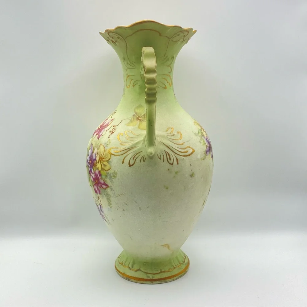Buffalo Pottery Antique Porcelain Vase Early 1900’s Gilded Lily 10” Victorian